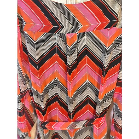 Banana Republic Chevron V-Neck Tie Waist Shift Dress - Size 14 - Picture 9 of 10